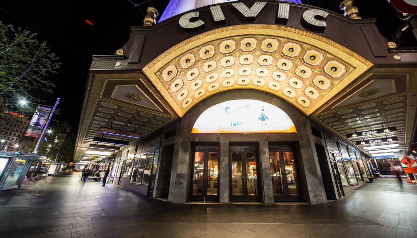 Entrance to The Civic and many international and local blockbuster shows, films and musicals.